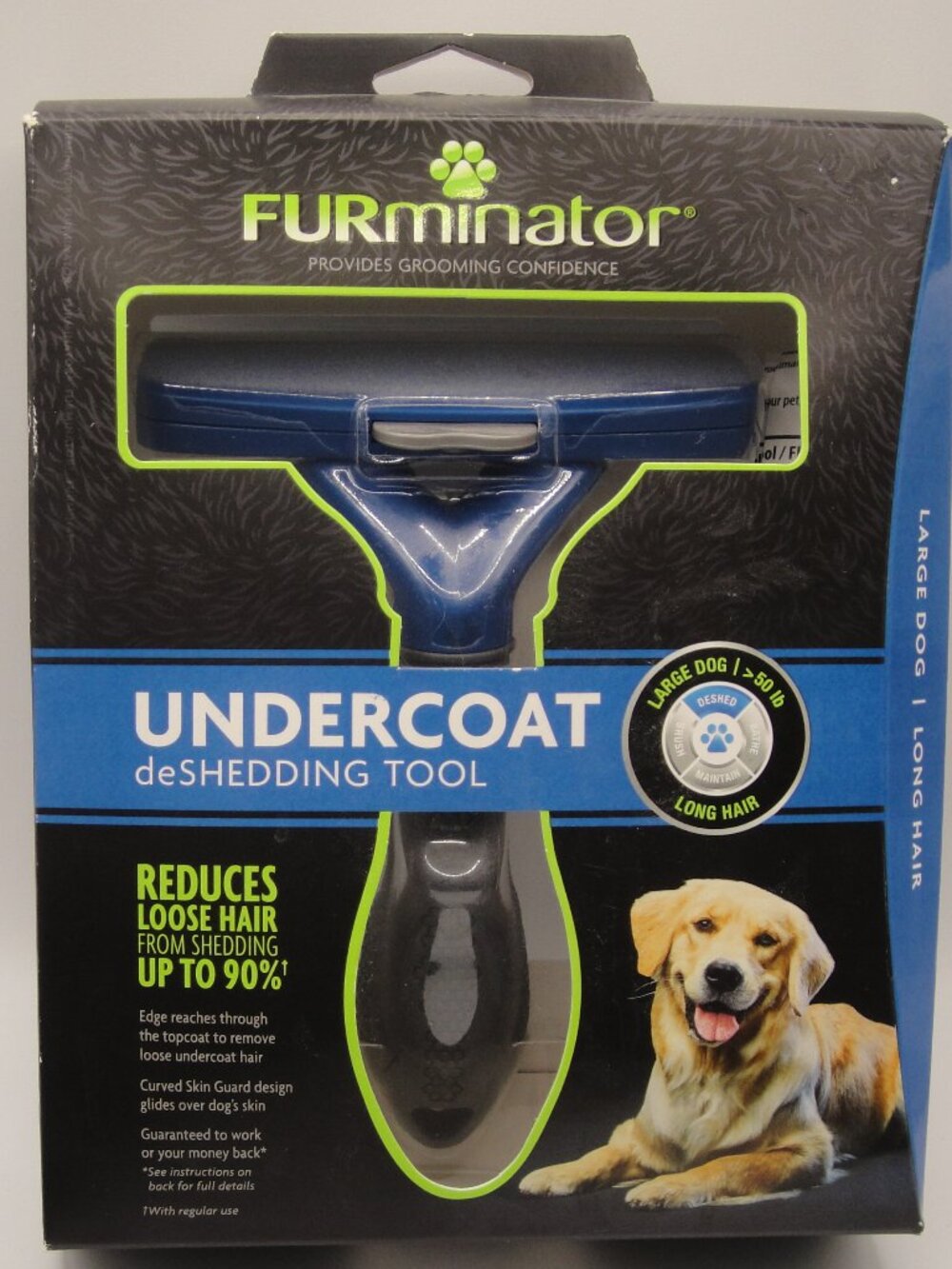 FURminator Undercoat Deshedding Tool for Large Dogs 50lbs & Up with Long Hair